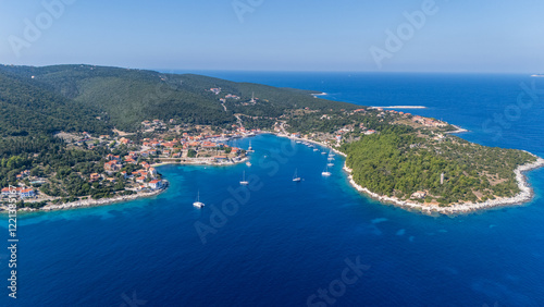 Fototapeta Naklejka Na Ścianę i Meble -  Foki beach in Kefalonia, Greece - Drone view