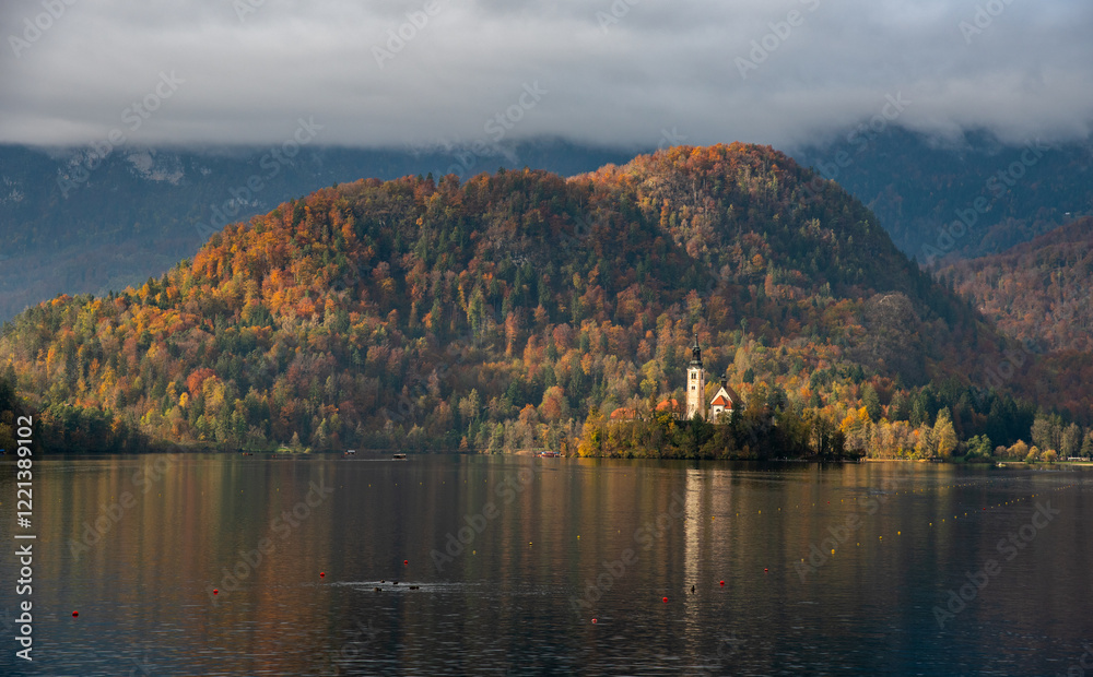 Obraz premium Assumption of mary pilgrimage church. Lake Bled island Slovenia