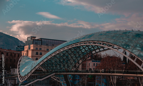 View of the bridge in Tbilisi, Georgia photo