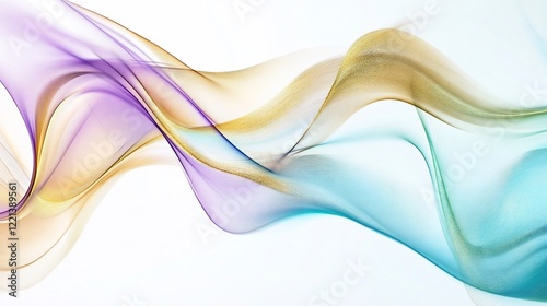 Abstract wave patterns in purple, gold and blue, creating a flowing, elegant design