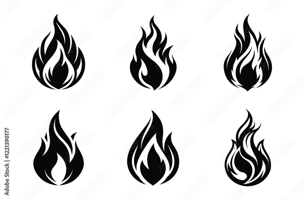 Fire icon vector set, Fire flame icons bundle Design and Collection Fire icon vector set, Fire flame icons bundle Design and Collection