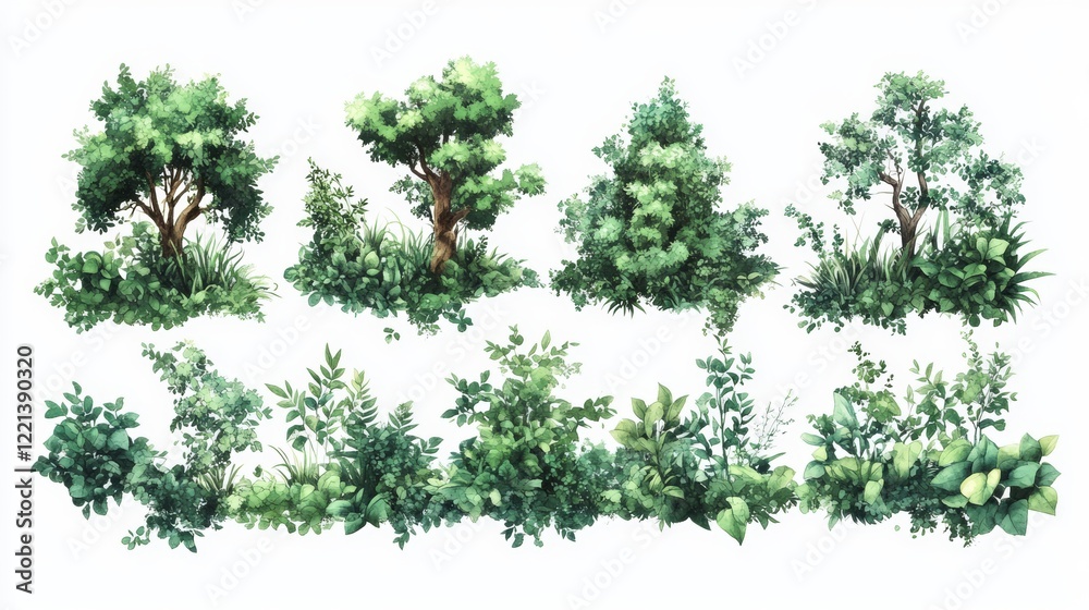 Green Tree Plants for Landscape Elevation and Background Environment Concept Design Green Tree Plants for Landscape Elevation and Background Environment Concept Design