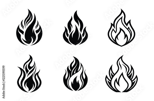 Fire icon vector set, Fire flame icons bundle Design and Collection