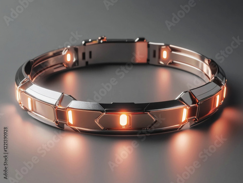 Futuristic pet health monitoring collar with glowing elements and sleek design photo