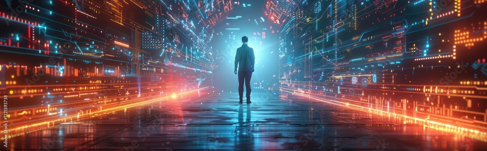 Man in a Futuristic Digital World Man in a Futuristic Digital World