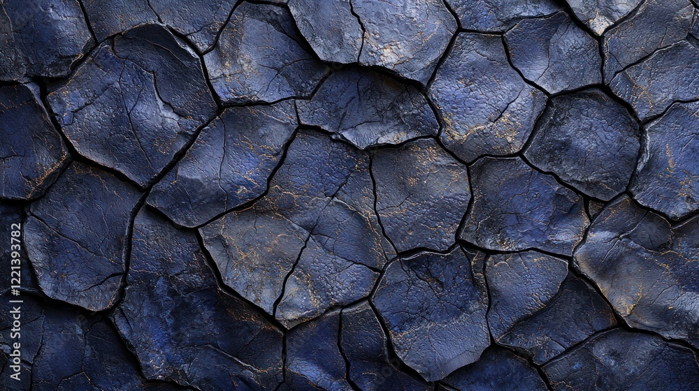 Fototapeta premium Deep blue cracked earth texture background