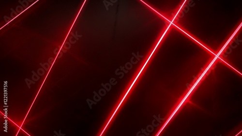 A striking image of intersecting red laser beams against a dark background
