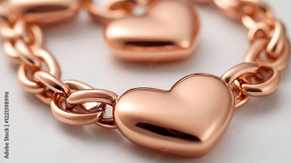A heart-shaped bracelet with an elegant chain, perfect for expressing love on Valentine's Day. A heart-shaped bracelet with an elegant chain, perfect for expressing love on Valentine's Day.