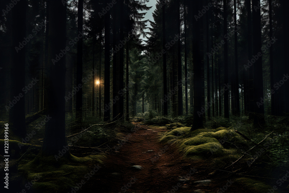 Fototapeta premium Mysterious Forest Path at Dusk