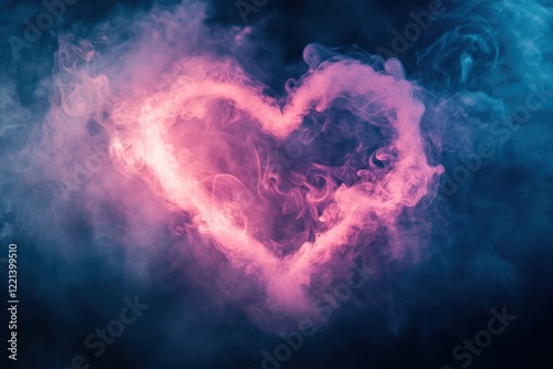 Heart-shaped smoke against a dark backdrop, symbolizing love and romance for Valentine's Day.