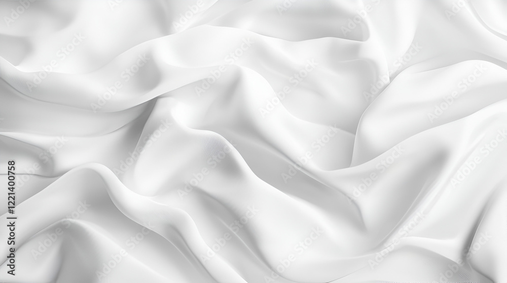 Obraz premium Draped white fabric with soft folds and subtle light reflections. Elegant and luxurious texture.