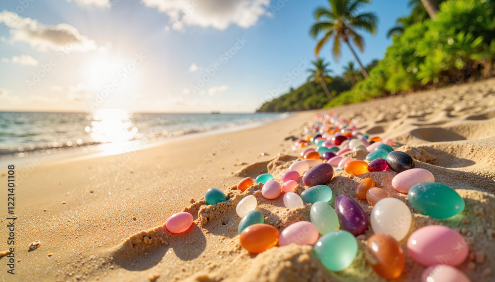 Gemstone beach at sunset, tropical paradise Gemstone beach at sunset, tropical paradise