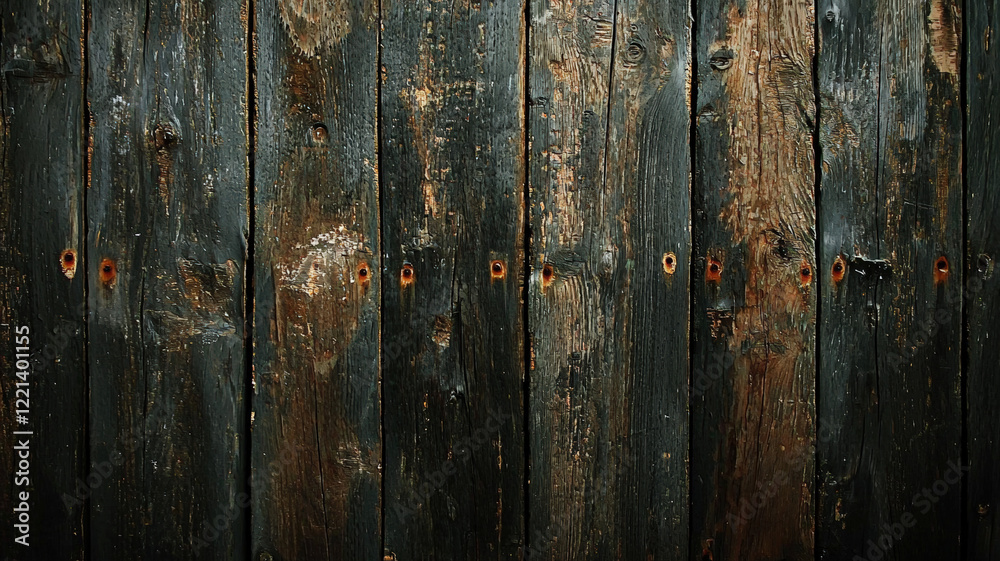 Aged wooden planks with rusty nails and a dark, weathered texture in a vintage style. Aged wooden planks with rusty nails and a dark, weathered texture in a vintage style.