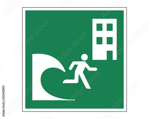 E063 – Tsunami Evacuation Building - ISO 7010 Safety Sign for Indicating Location of Tsunami Evacuation Buildings