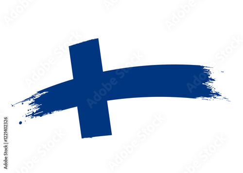 Finland flag png. Isolated grunge brush stroke flag of Finland illustration transparent png