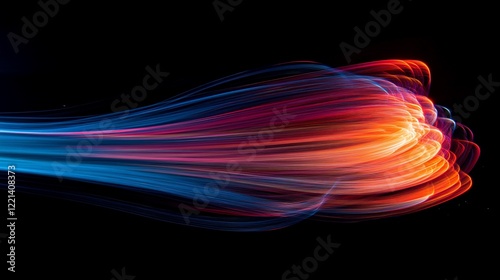 Abstract flow of light trails in vibrant colors against a dark background