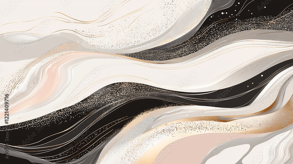 Elegant flowing abstract background with gold accents and smooth wave-like textures Elegant flowing abstract background with gold accents and smooth wave-like textures