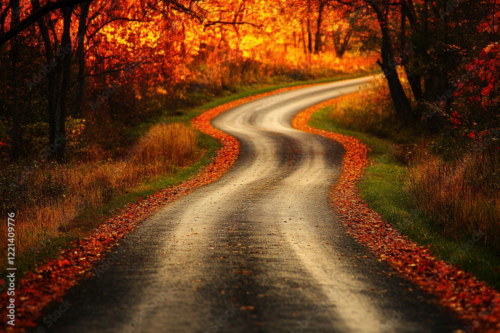 Fototapeta premium road in autumn forest