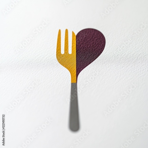 Fork and heart logo design, abstract food symbol photo