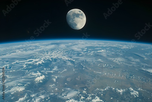 Fototapeta Naklejka Na Ścianę i Meble -  A view of the moon from the international space station