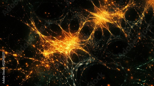 Cosmic Web: A Glimmering Tapestry of Golden Filaments