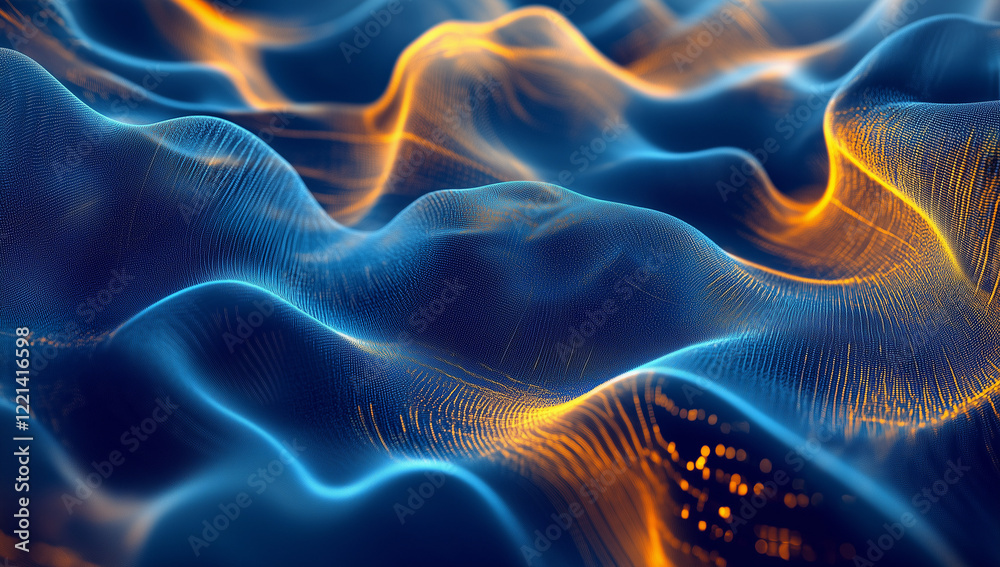 Abstract blue background with light and shadow, blue and yellow lines of digital technology. Abstract blue background with light and shadow, blue and yellow lines of digital technology.