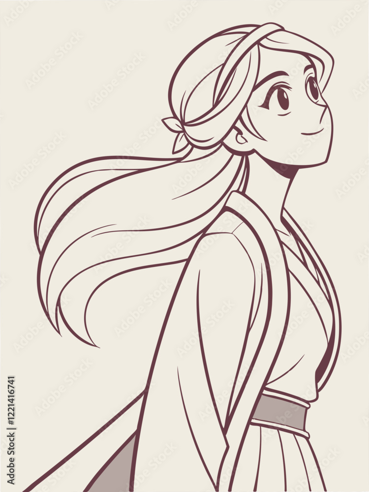 anime manga young woman vector illustration anime manga young woman vector illustration