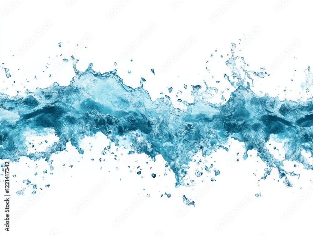 Powerful rush of water splashing, creating dynamic waves and droplets Powerful rush of water splashing, creating dynamic waves and droplets