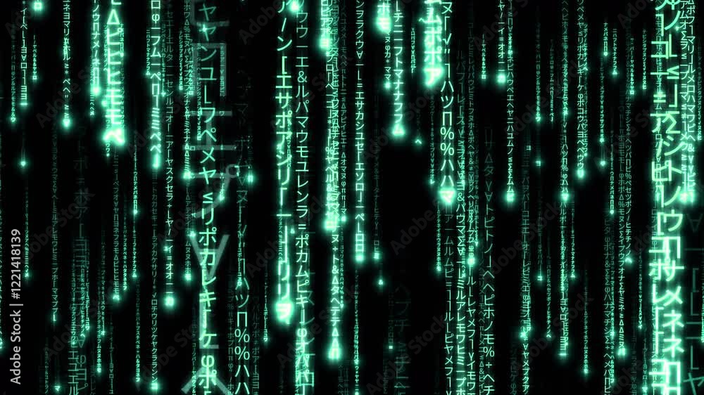 Matrix Code Digital Rain of Falling Characters