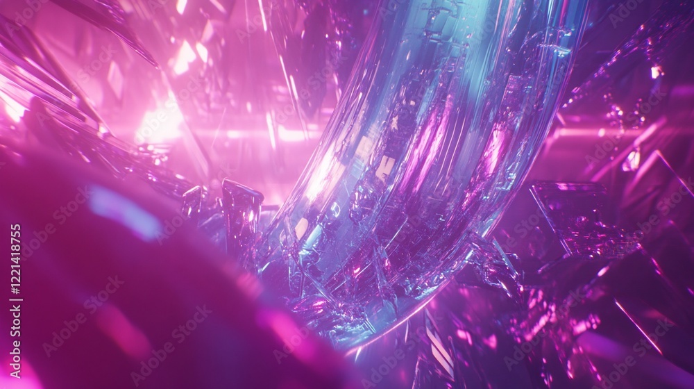 Abstract geometric shapes with vibrant pink and blue hues glowing with light Abstract geometric shapes with vibrant pink and blue hues glowing with light