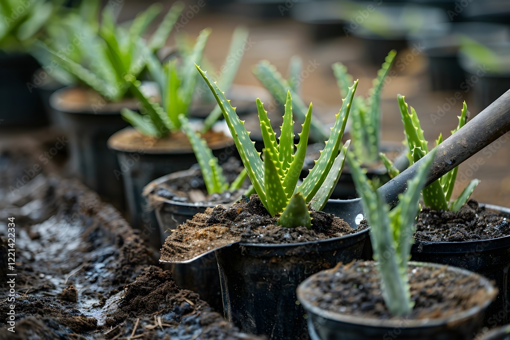 A close up of a bunch of potted plants A close up of a bunch of potted plants