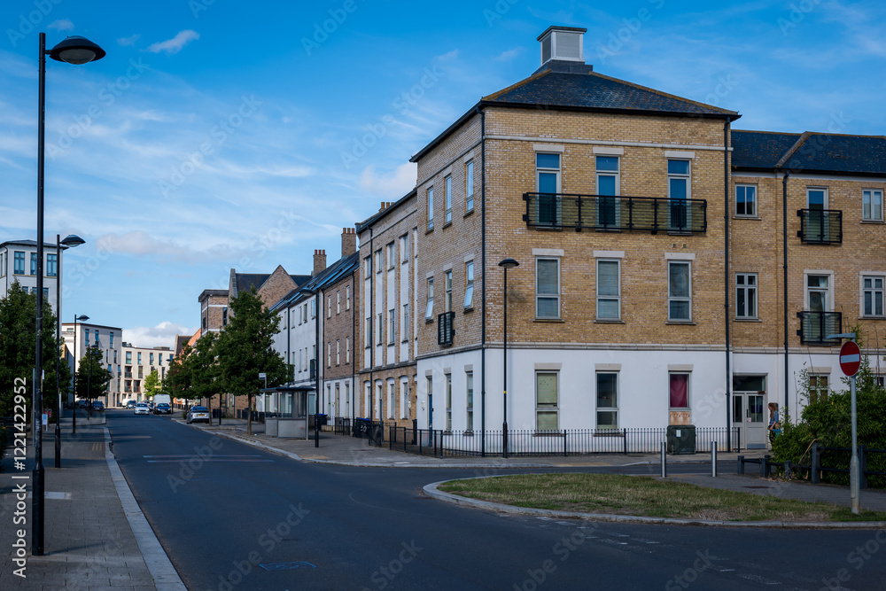 Residential estate street view in England UK Residential estate street view in England UK