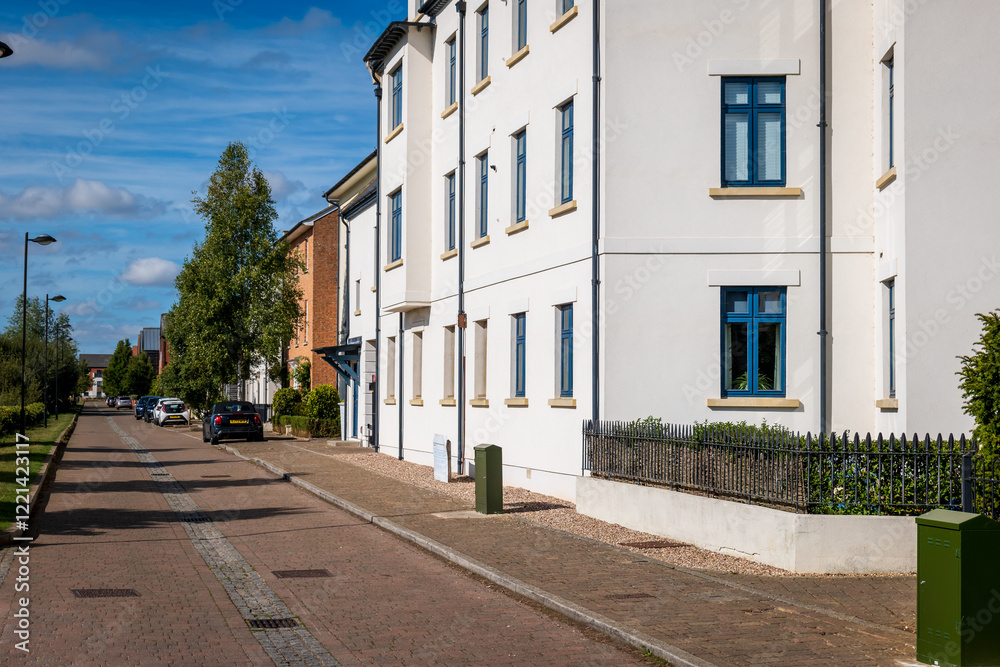 Residential estate street view in England UK