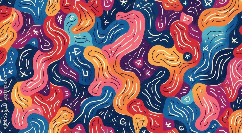 Obraz premium A close up of a colorful pattern of wavy shapes