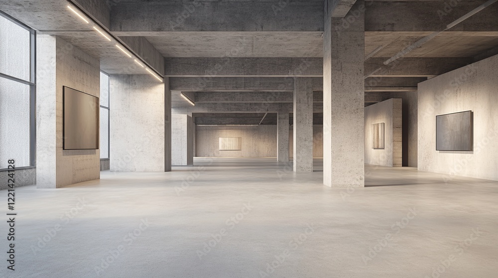 Empty Corridor in a large, spacious building with bright lighting Empty Corridor in a large, spacious building with bright lighting