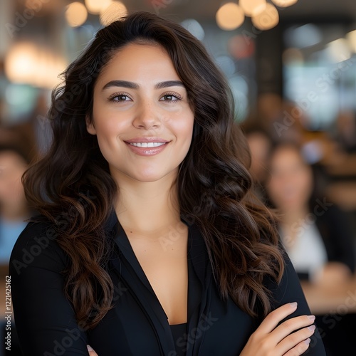 Wallpaper Mural Confident businesswoman smiling, office background, team meeting (1) Torontodigital.ca