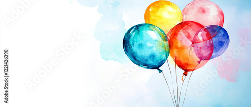 Wallpaper Mural Vibrant watercolor balloons in various colors floating against soft background Torontodigital.ca