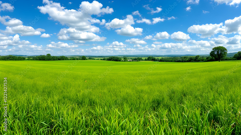 Vast green field under a bright sky Vast green field under a bright sky