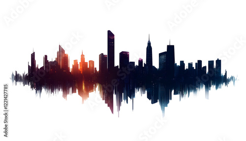 Neon Cyberpunk Skyline in Silhouette
