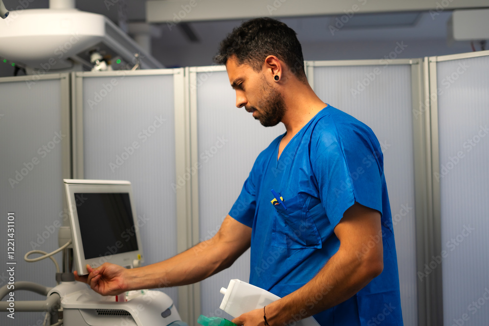 Obraz premium ICU nurses of a hospital working with clinical material