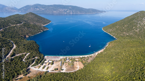 Fototapeta Naklejka Na Ścianę i Meble -  Antisamos in Kefalonia, Greece - Drone view