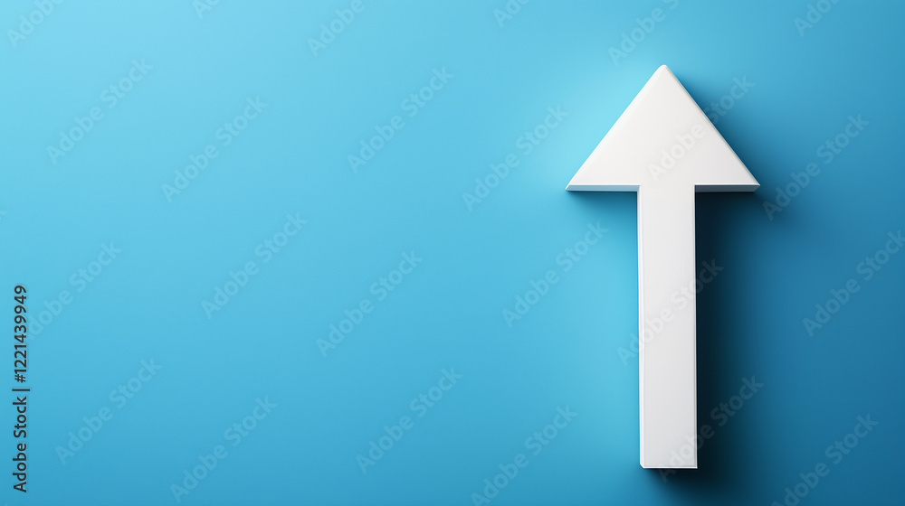 A large white arrow points upwards, set against a blue background, creating a bold and clear visual contrast.
A large white arrow points upwards, set against a blue background, creating a bold and clear visual contrast.