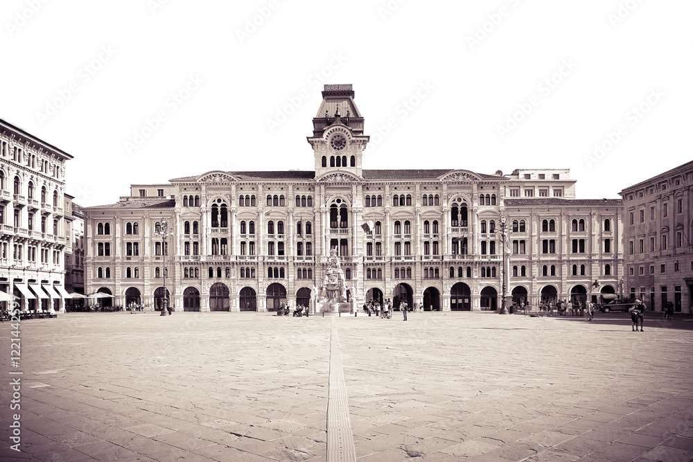 Obraz premium The most important square in Trieste called Piazza Unità d'Italia - (Europe - italy -Trieste) - Image on white background for easy selection