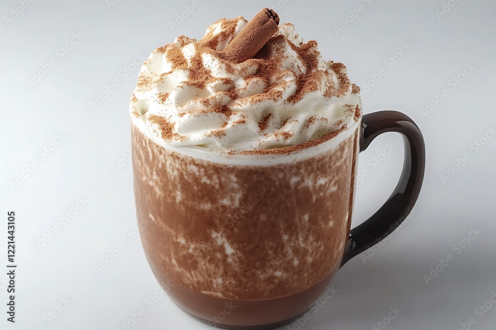 A spicy cinnamon mocha latte with whipped cream and a dash of cinnamon powder on top. A spicy cinnamon mocha latte with whipped cream and a dash of cinnamon powder on top.