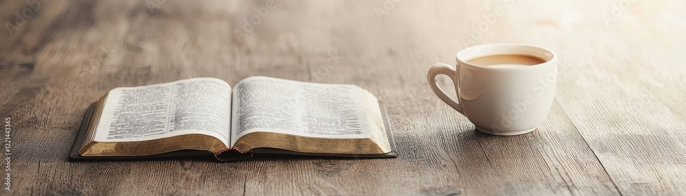 A cozy scene featuring an open book beside a steaming cup of coffee on a wooden table, inviting relaxation and contemplation. A cozy scene featuring an open book beside a steaming cup of coffee on a wooden table, inviting relaxation and contemplation.