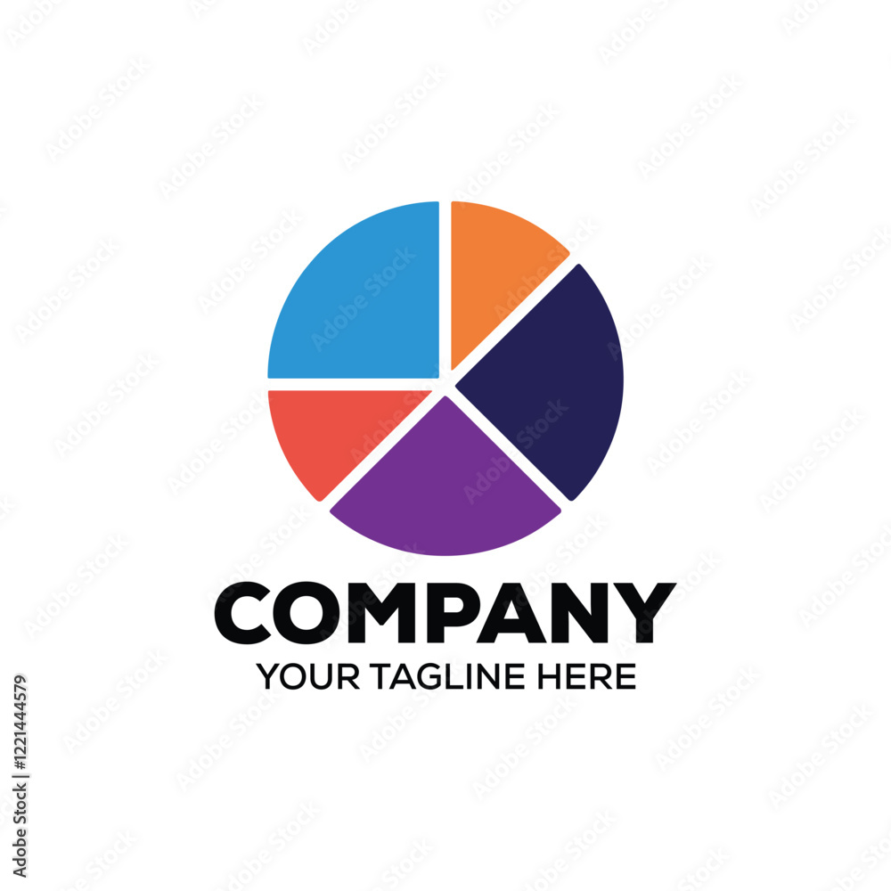pie chart abstract logo design for company black orange pink color. pie chart abstract logo design for company black orange pink color.