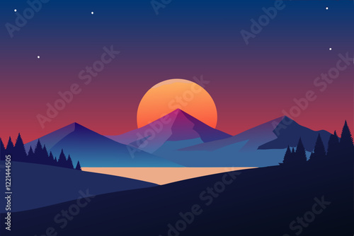 sunset in mountains