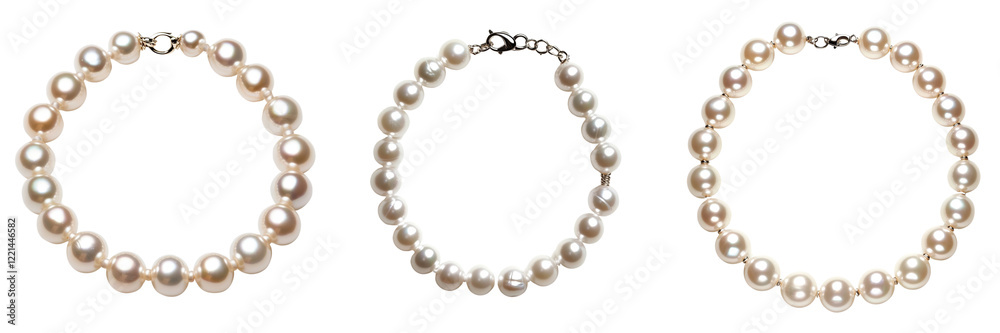 A Set of Sophisticated Pearl Necklaces in Unique Styles Isolated on Transparent Background A Set of Sophisticated Pearl Necklaces in Unique Styles Isolated on Transparent Background