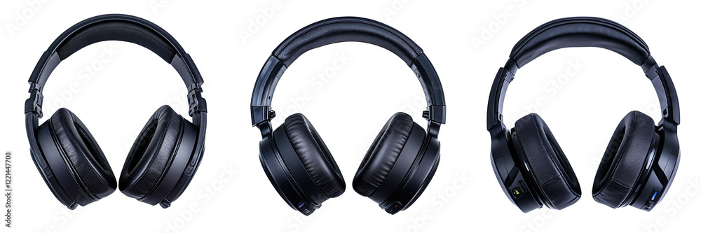 A Set of Sleek Gaming Headsets with Soft Cushioned Earpads Isolated on Transparent Background A Set of Sleek Gaming Headsets with Soft Cushioned Earpads Isolated on Transparent Background