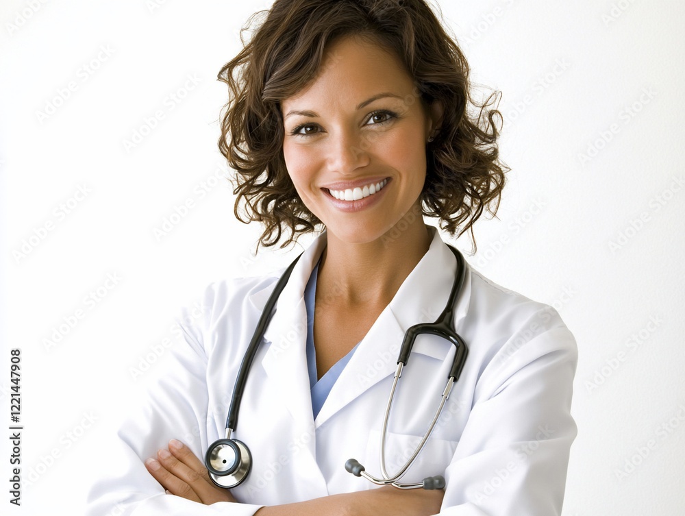 Smiling doctor, arms crossed, healthcare, studio Smiling doctor, arms crossed, healthcare, studio